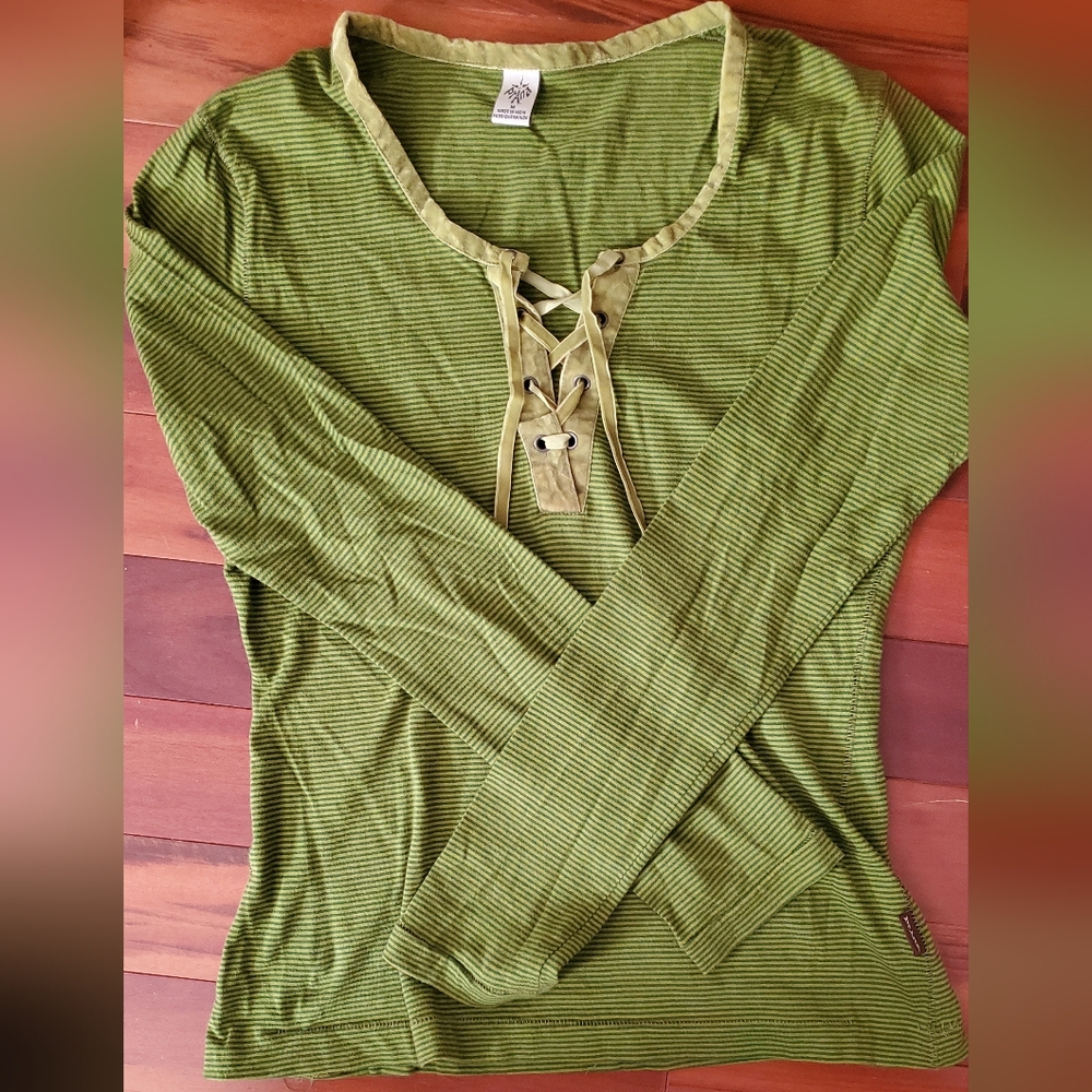 PrAna Green Striped Shirt, Women's Size M, Like New